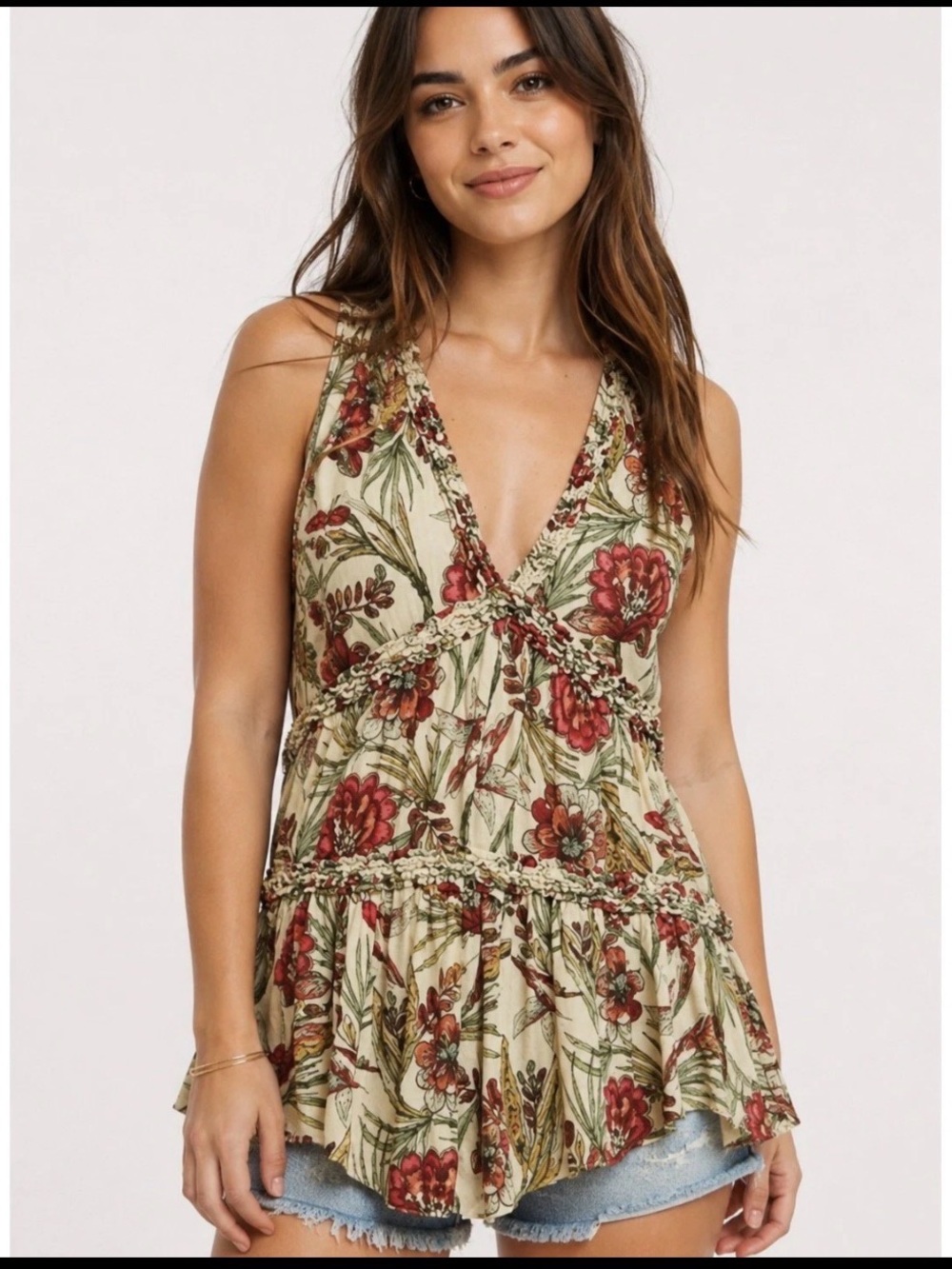 Free People SZ S Haze Hummingbird tiered tunic/dress